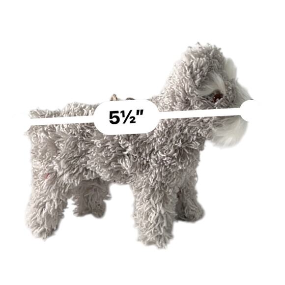 Dog Christmas Ornament Grey Faux Fur Snauzer Holidays Home Decor - Picture 4 of 6